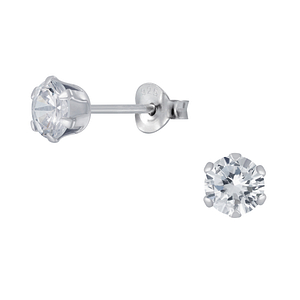 5mm Round Cubic Zirconia Silver Stud Earrings1977