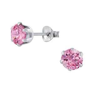 6mm Round Cubic Zirconia Silver Stud Earrings1978