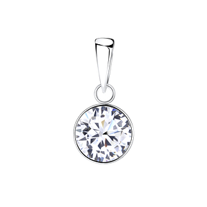 8mm Round Cubic Zirconia Silver Pendant1960