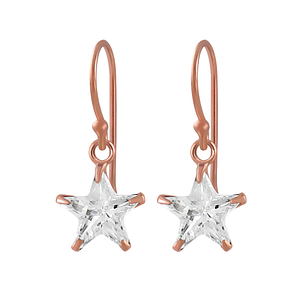 8mm Star Cubic Zirconia Silver Earrings2278