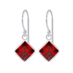 6mm Square Cubic Zirconia Silver Earrings2135