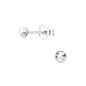 3.5mm Round Crystal Silver Stud Earrings2174