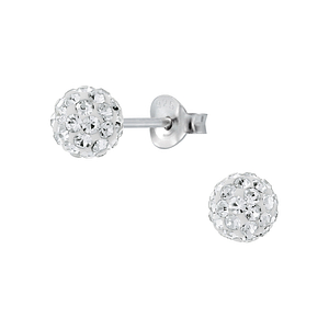 Silver 6mm Crystal Ball Stud Earrings2224