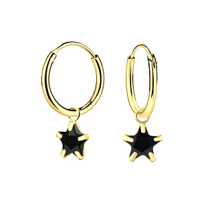 6mm Star Cubic Zirconia Silver Charm Hoop Earrings2217