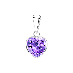 8mm Heart Cubic Zirconia Silver Pendant2087