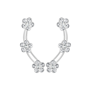 Silver Flower Crystal Ear Climbers2775