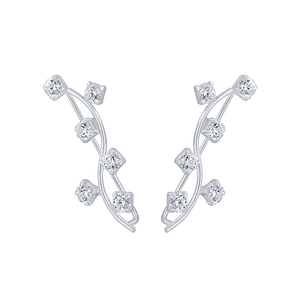 Silver Curved Cubic Zirconia Ear Climbers2789