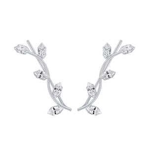 Silver Branch Cubic Zirconia Ear Climbers2792