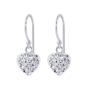 Silver Heart Crystal Earrings2665
