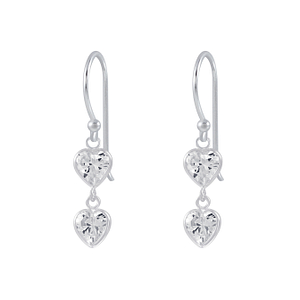 Silver Heart Cubic Zirconia Dangle Earrings2632