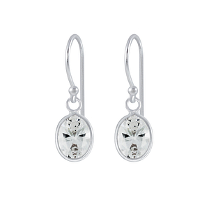 6x8mm Oval Cubic Zirconia Silver Earrings2450