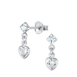 Silver Heart Drop Earrings2645