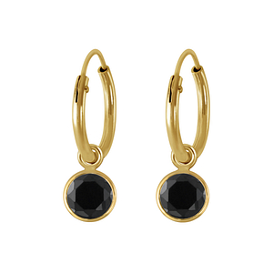 4mm Round Cubic Zirconia Silver Charm Hoop Earrings2415