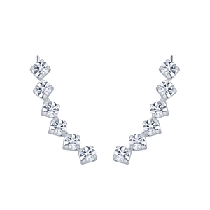 Silver Curved Line Crystal Ear Climbers2853