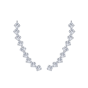 Silver Curved Line Crystal Ear Climbers2854