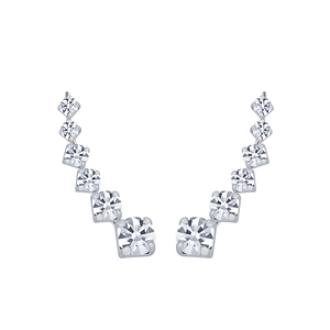 Silver Curved Line Crystal Ear Climbers2855