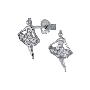 Silver Ballerina Cubic Zirconia Stud Earrings3029