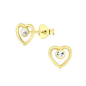 Silver Heart Crystal Stud Earrings3132