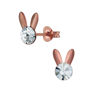 Silver Rabbit Crystal Stud Earrings3087