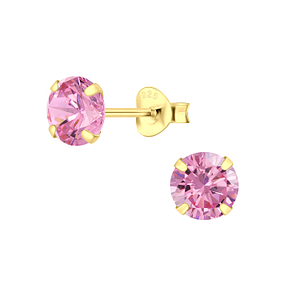 6mm Round Cubic Zirconia Silver Stud Earrings3168