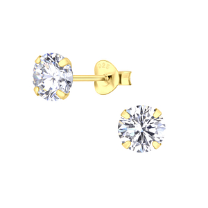 6mm Round Cubic Zirconia Silver Stud Earrings3168