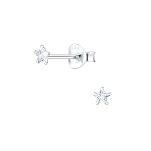 3mm Star Cubic Zirconia Silver Stud Earrings1347