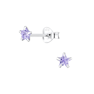 4mm Star Cubic Zirconia Silver Stud Earrings1348