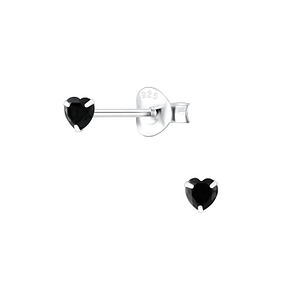 3mm Heart Cubic Zirconia Silver Stud Earrings1340