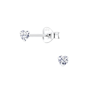 3mm Heart Cubic Zirconia Silver Stud Earrings1340
