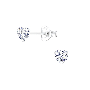 4mm Heart Cubic Zirconia Silver Stud Earrings1341