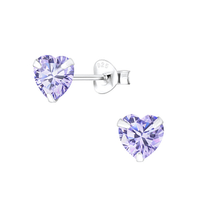 6mm Heart Cubic Zirconia Silver Stud Earrings1342