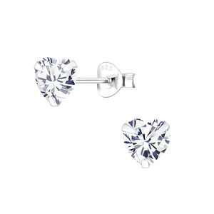 6mm Heart Cubic Zirconia Silver Stud Earrings1342