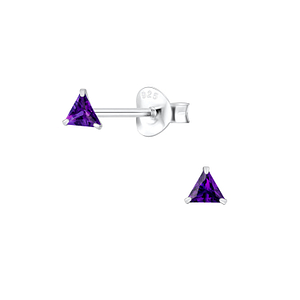 3mm Triangle Cubic Zirconia Silver Stud Earrings1979