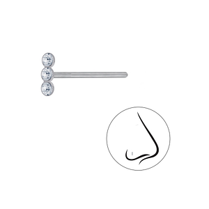 Silver Bar Crystal Nose Stud3232