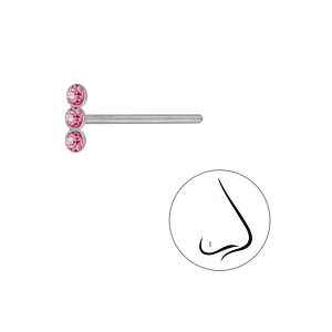 Silver Bar Crystal Nose Stud3232