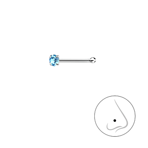 2mm Round Silver Crystal Nose Stud With Ball3305