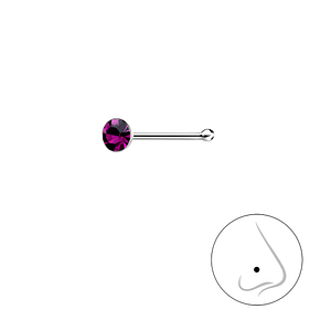 2.5mm Round Crystal Silver Nose Stud With Ball3270