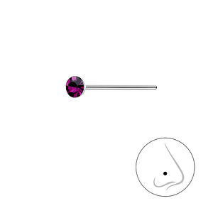 2.5mm Round Crystal Silver Nose Stud3269