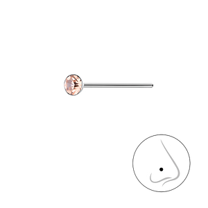 2.5mm Round Crystal Silver Nose Stud3269