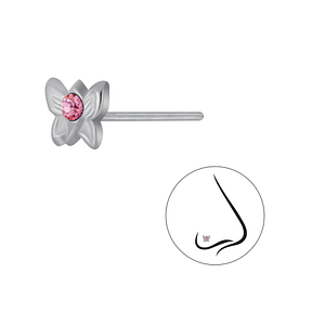 Silver Butterfly Crystal Nose Stud3263