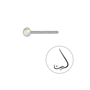2.5mm Round Crystal Silver Nose Stud3314