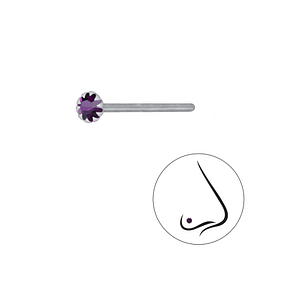 2.5mm Round Crystal Silver Nose Stud3314