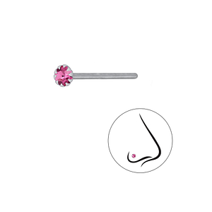 2.5mm Round Crystal Silver Nose Stud3314
