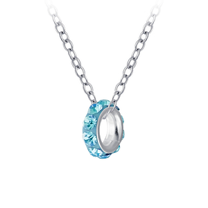 Silver Crystal Doughnut Bead Necklace3555