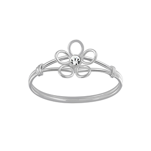 Silver Flower Crystal Ring3581