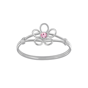 Silver Flower Crystal Ring3582