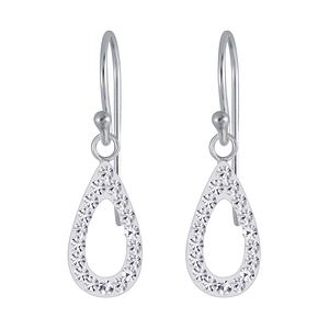 Silver Tear Drop Crystal Earring4057