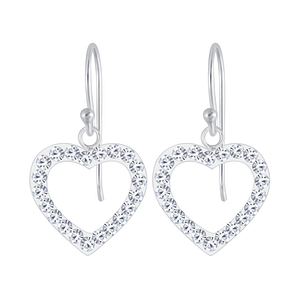 Silver Heart Crystal Earrings3827