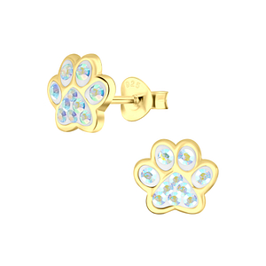 Silver Paw Print Stud Earrings4086
