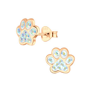 Silver Paw Print Stud Earrings4085